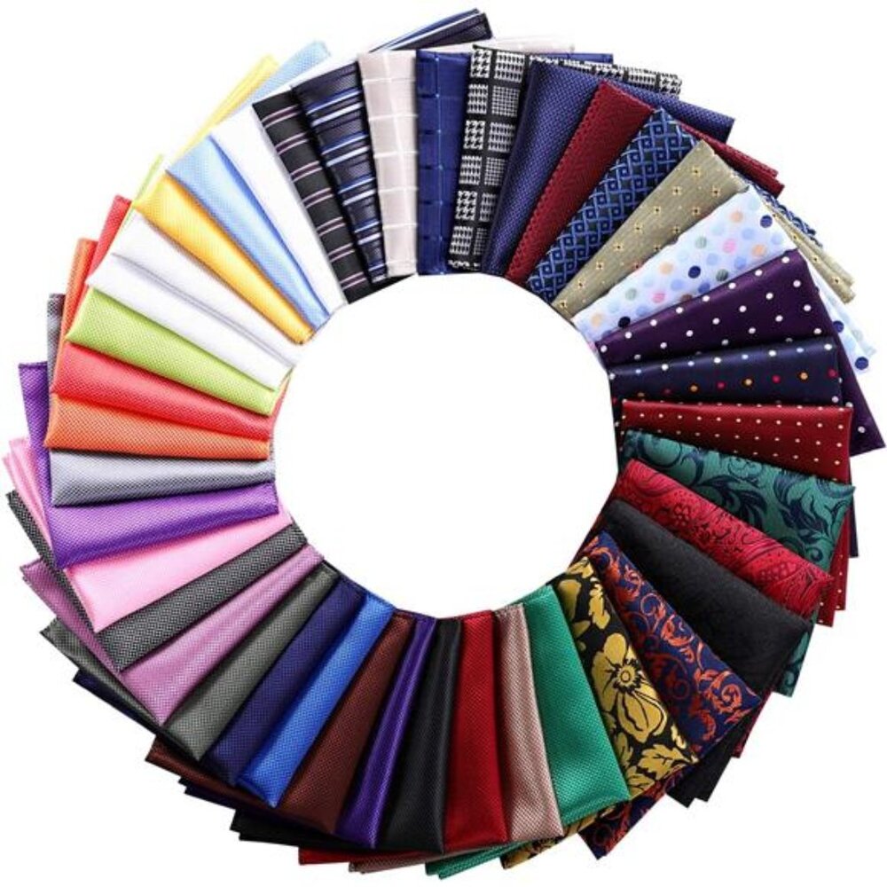 40 Pack 8.5x8.5 inch Pocket Squares Men's Handkerchief Mens Pocket Squares